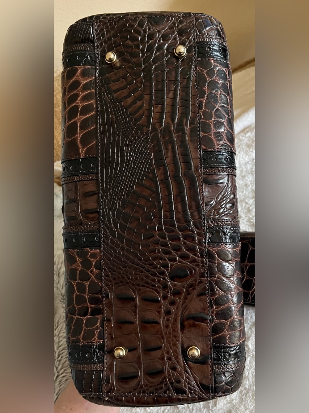 Brahmin Croc-Embossed Leather Satchel with Matching Wallet - Picture 7 of 12